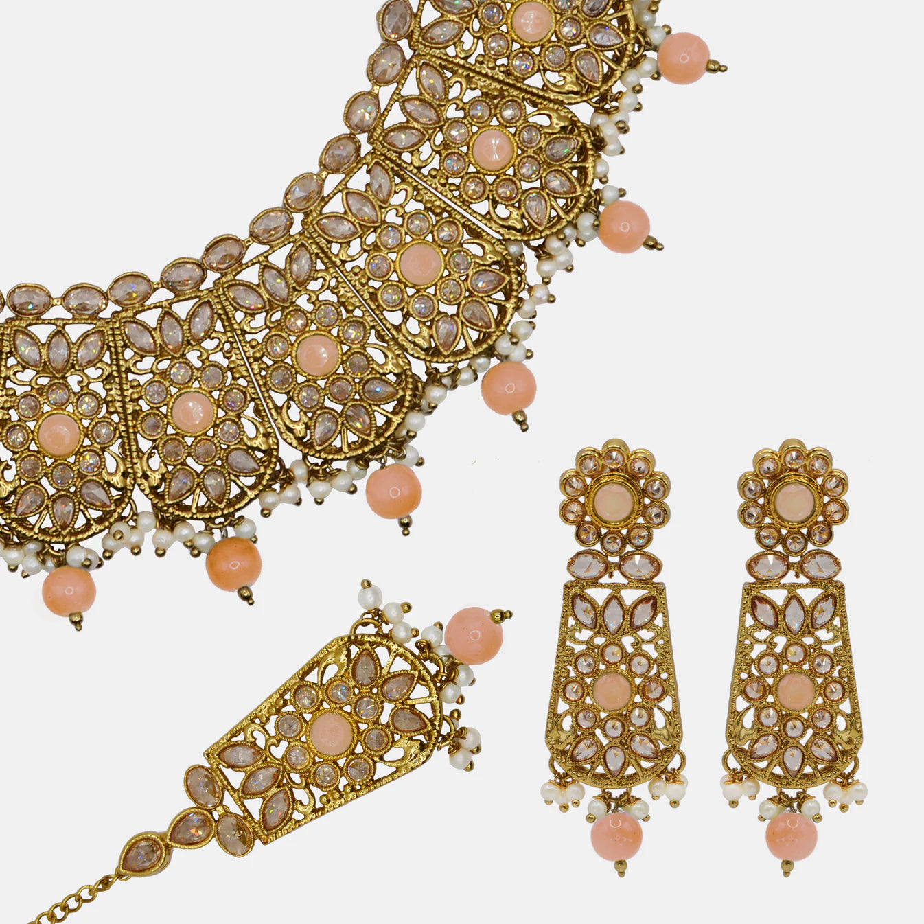 Safia Necklace Set - Coral
