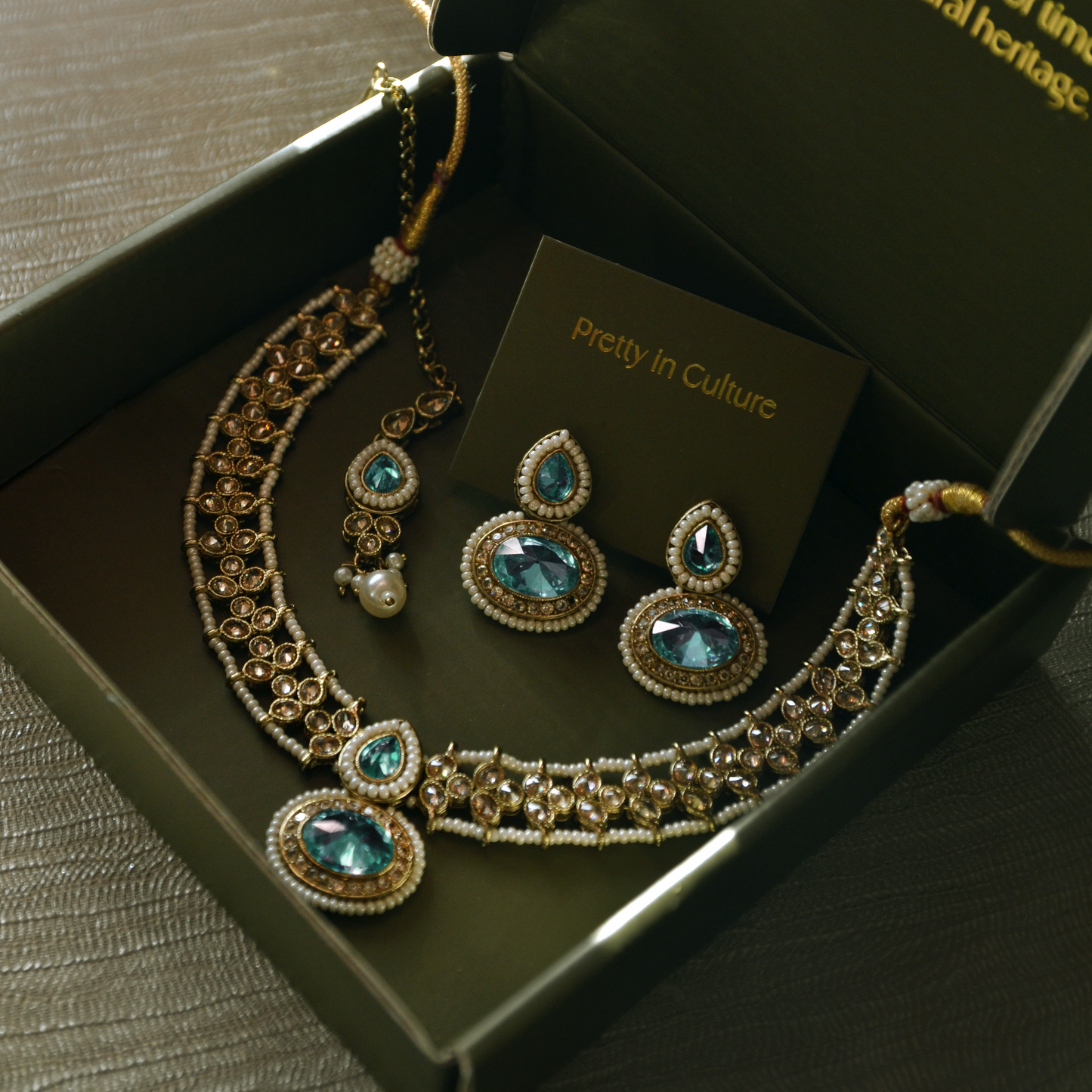 Amala Necklace Set - Sky Blue